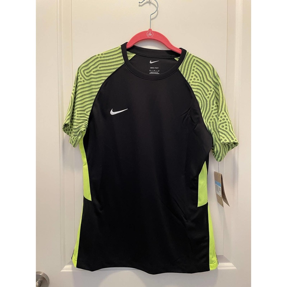 Nike Dri-Fit Black and Neon Green Short Sleeved Shirt- Women’s Size Medium